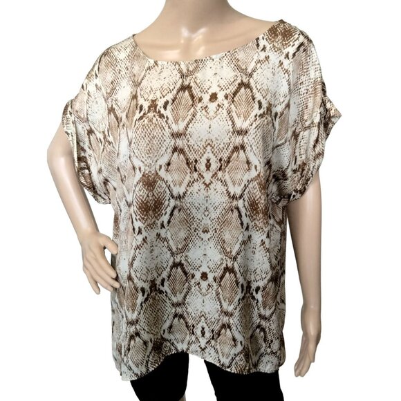 Apt. 9 Womens Snake Print Loose-Fit Blouse Size XL Lightweight Short Sleeve Top - Picture 2 of 7